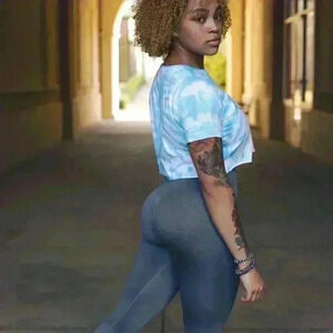 Curves N Combatboots CRVS Gray Seamless‎ Ribbed Leggings Size S